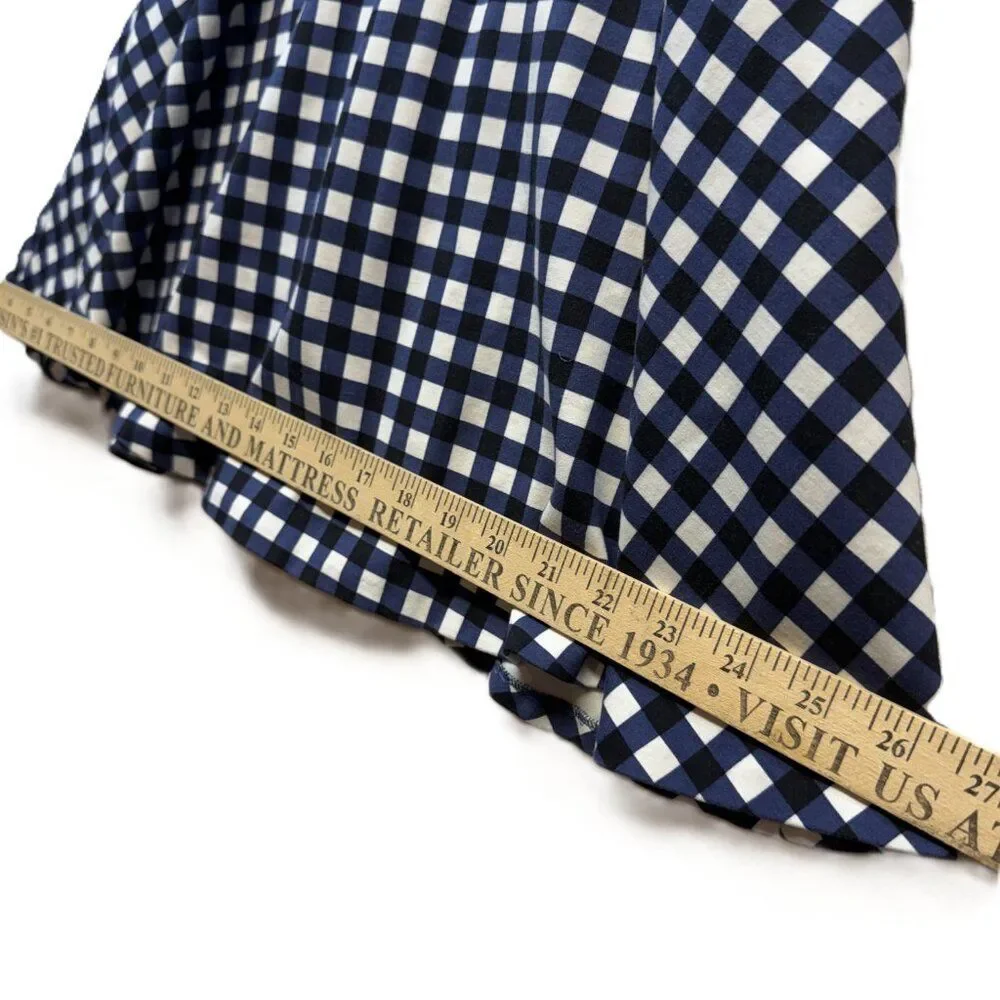 Kate Spade Gingham Fit & Flare Dress  Navy Check Sleeveless Dress  Size Small